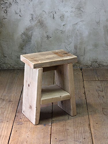 Amazon｜WOODPRO 古材 踏み台（中棚付き）高さ40cm×幅30cm×奥行20cm 無